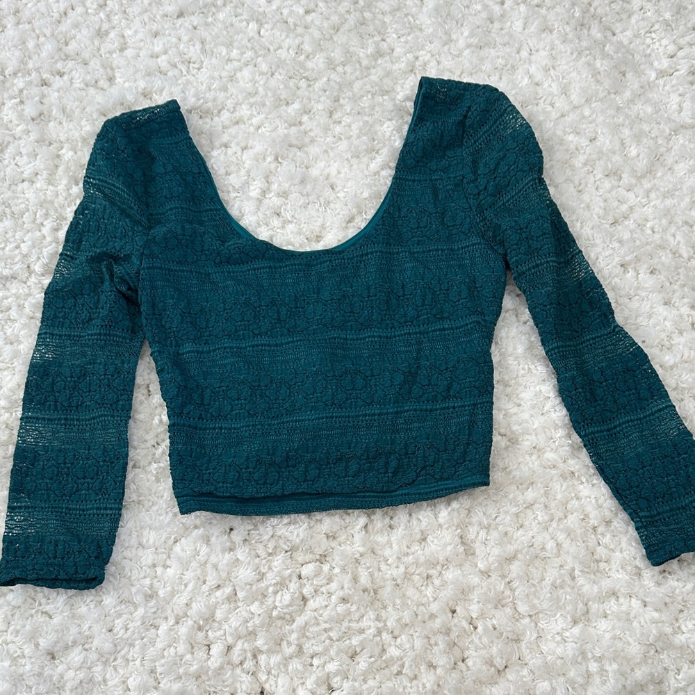 Urban Outfitters Teal Lace Crop Top